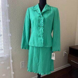 NWT Le Suit 2 Piece Jacket/Skirt Set Linen Size 10P